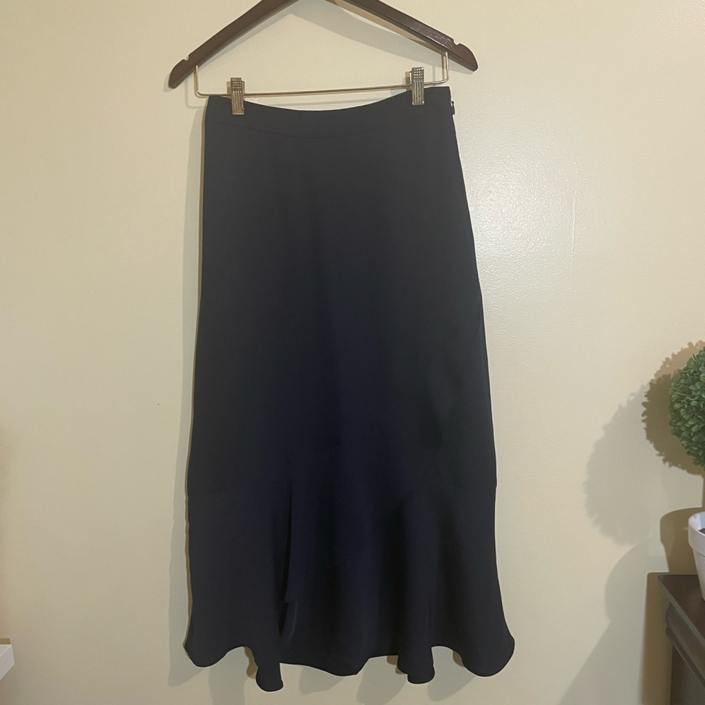 Express Black Knee Length Ruffled Skirt